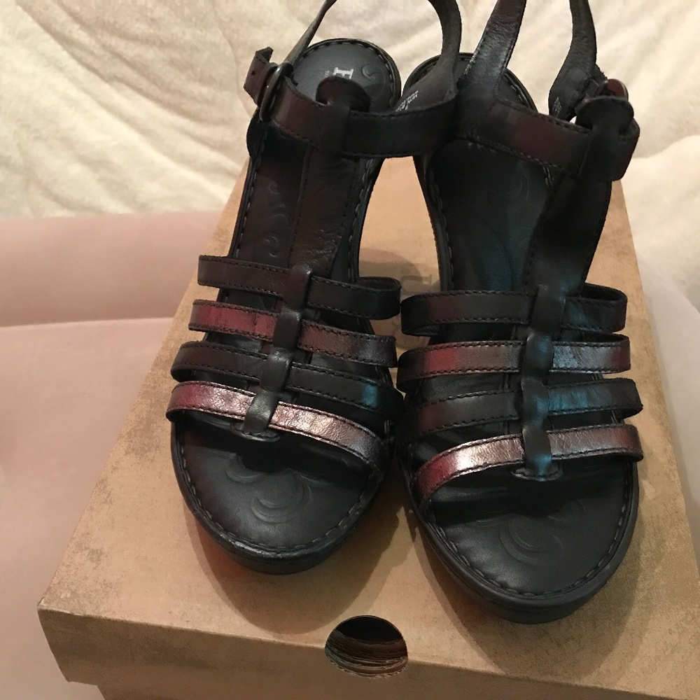 Born Black & Bronze Strappy Heel